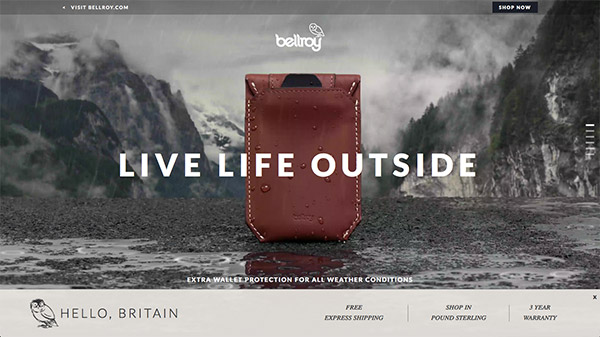 Bellroy 网页设计合理使用动画效果案例