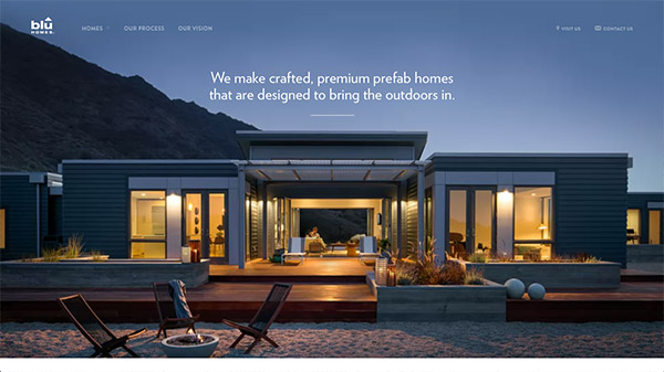 Blu Homes 网页设计合理使用动画效果案例